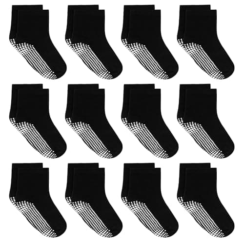 Tphon Toddler Socks, Baby Non Slip Socks for Boys Girls 12 Pairs Kids Infants Children Sock 7-10 Years