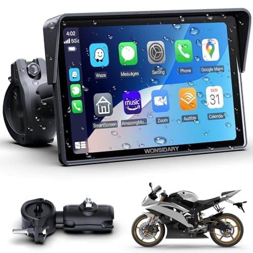 Wonsidary 5 Motorcycle CarPlay Wireless for Apple CarPlay Android AutoW522 Car Play Motorbike Waterproof Touch Screen with Dual BluetoothGPS NavigationSiriGAssistEQUSBHardwired Power Supply
