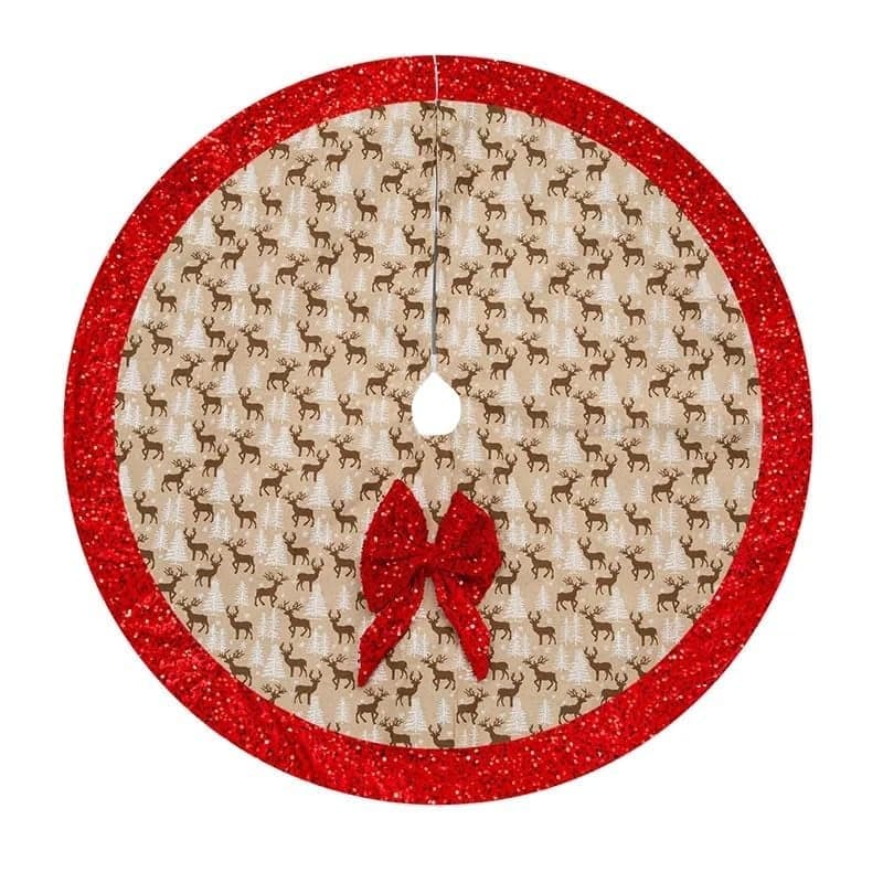 PartyToko Reindeer Snowflake Christmas Tree Skirt 48 Inch Winter Holiday Tree Mat Decoration
