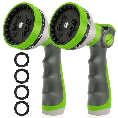 AUTOMAN Garden Hose Nozzle Sprayer 10 Spray Patterns 2 Pack Thumb Control Water Hose Nozzle Outdoor Heavy Duty Spray Nozzles for Watering Garden Cleaning Window Washing Car Showering Pets