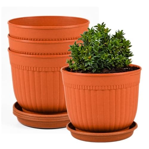 Eha Earth Friendly Petal Pot 7 inch Pots for Plants | Bamboo Based Plant Pots | Pack of 4 | UV Protected Planters for Home décor Indoor, Outdoor, Balcony & Garden Flower pots | Oriole