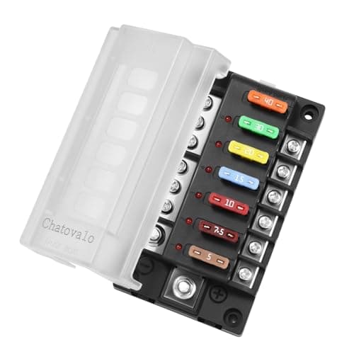 Chatovalo 6 Circuit Fuse Box with Ground Bus 3Way Input 40A150A for 12V24V48V Automotive Marine and RV Systems