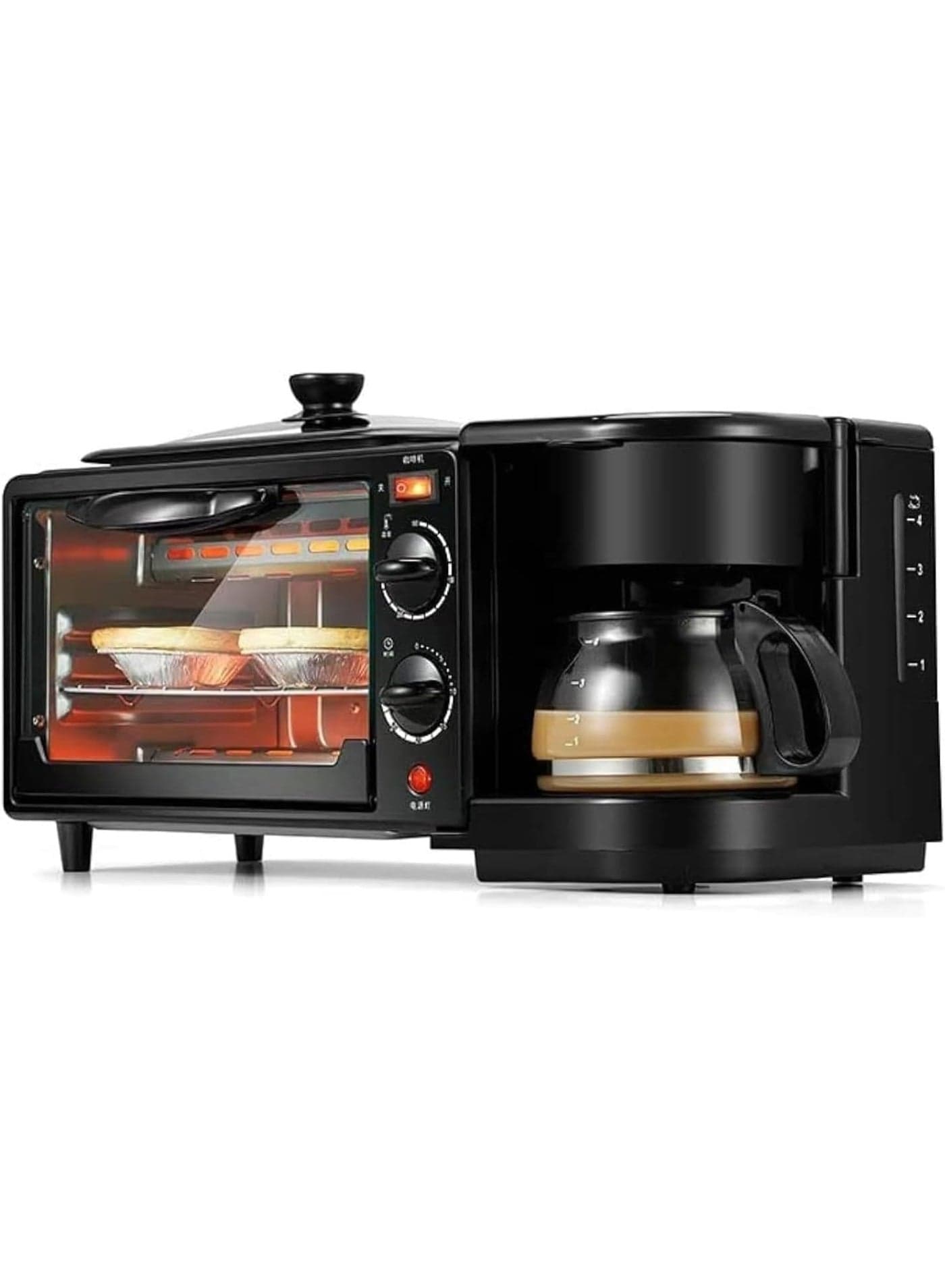 Olympia Multi-Function 3-in-1 Breakfast Appliance with Baking Oven, Coffee Pot, and Frying Grill – Ideal Compact Kitchen Solution for Apartments, Offices, and Small Families