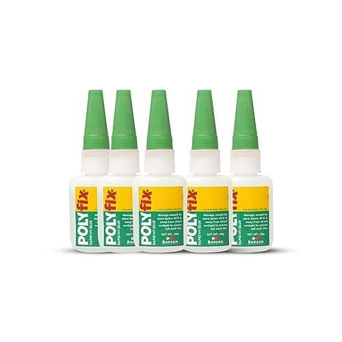 Polyfix Rapid HV Glue for adhesion of MDF, Furniture, PVC/WPC board, Mica, Charcoal, Rubber, Ceramics, Metals, Plastics, Stone, Marble etc. - 20g (Pack of 5)