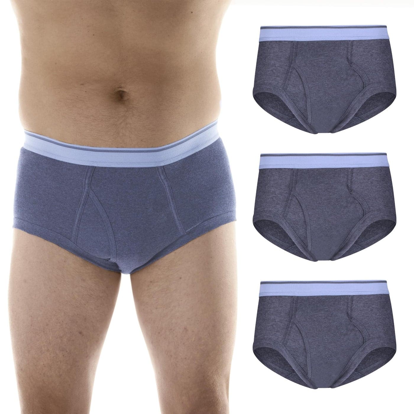 Incontinence Underwear for Men Reusable Washable Mens Bladder Control Briefs with Regular Absorbency Leak Proof Underwear 150 ml Pack of 3 Gray L