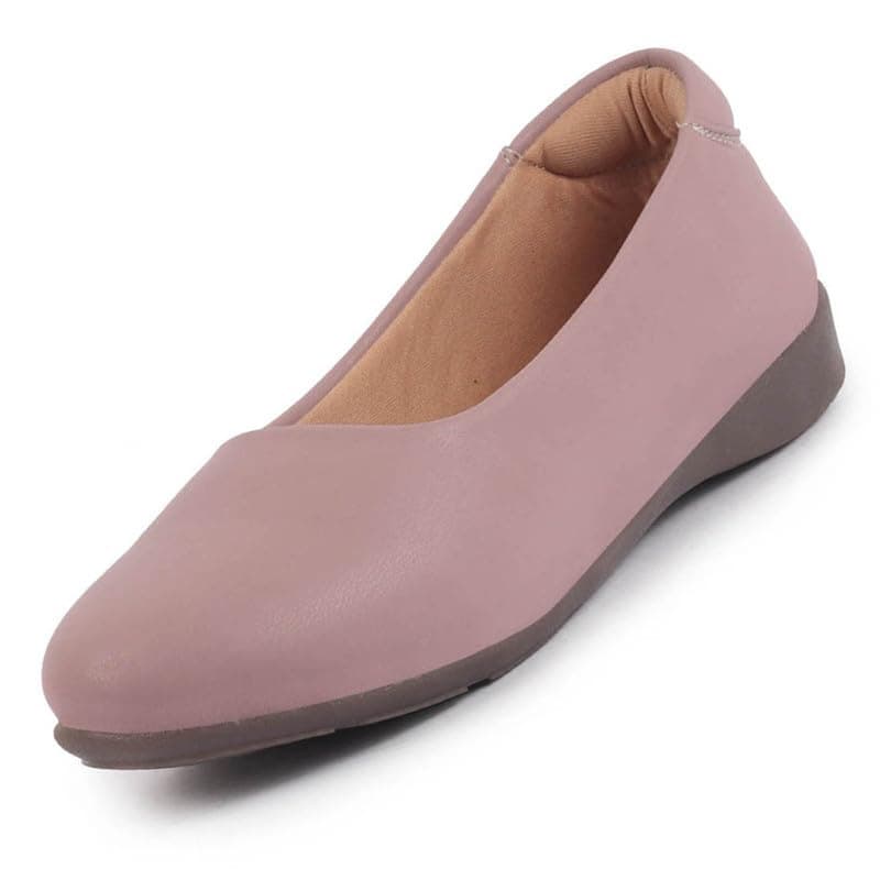 FAUSTO FST FJDWC-7040 PINK-38 Women Platform Heel Ballet | Comfortable Everyday Casual Shoes | Soft Vegan Leather Ballerinas | Formal Slip-On Shoes (5 UK)