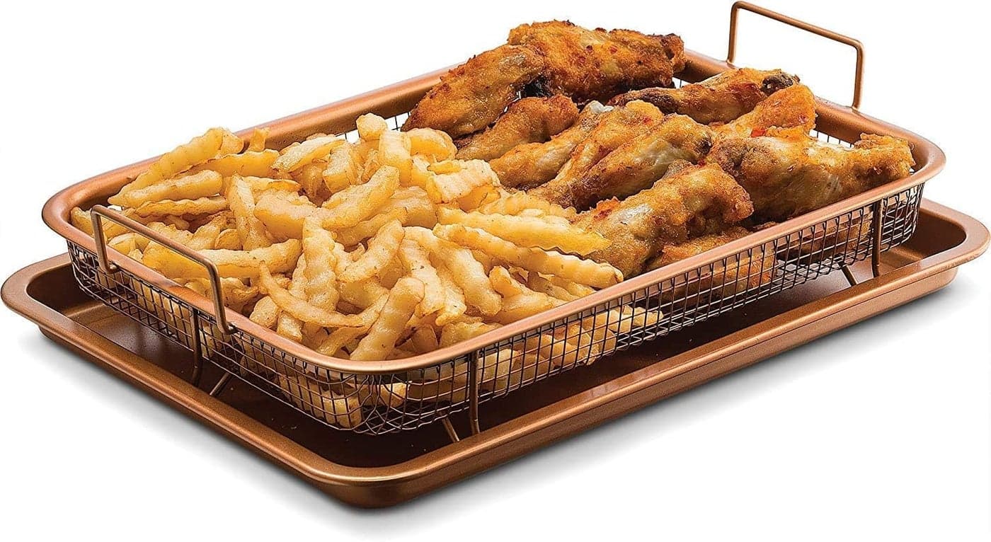 Abhaymart Air Fry Tray NonStick Crisper Tray for MicrowaveOver Baking Tray Crisping Steel Pan Grill Basket Uses Hot Air to Crisp and Fry Food Without Oil or Unhealthy Fats Grill Crisping Basket