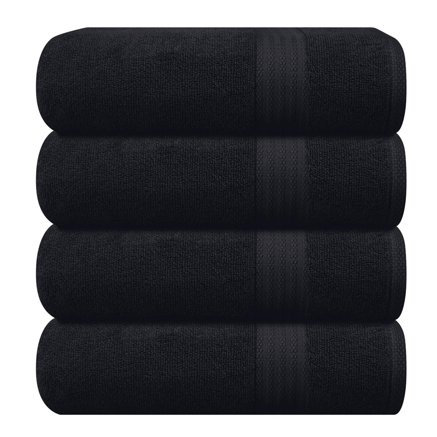 GLAMBURG Premium Cotton 4 Pack Bath Towel Set 100 Pure Cotton 4 Bath Towels 27x54 Ideal for Everyday use Ultra Soft Highly Absorbent Black