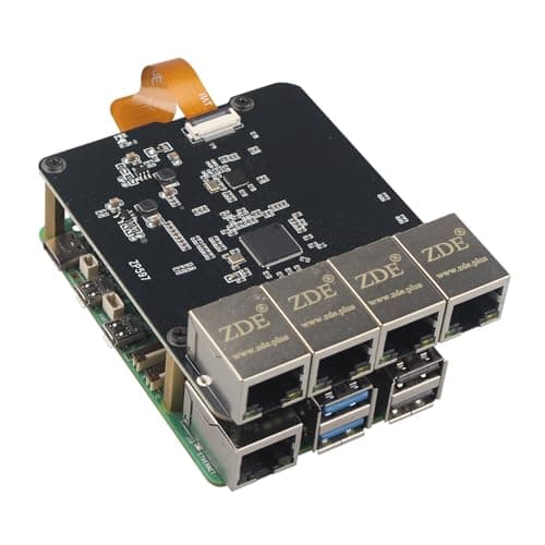 ZDE ZP597 PCIe to 4 Ports 1G Gigabit 1000M Ethernet Network HAT Adapter Expansion Board 1GB 1GBE for Raspberry Pi 5