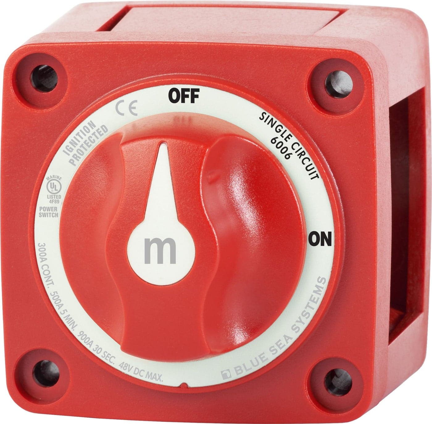 Blue Sea Systems 6006 mSeries ONOFF Battery Isolator Switch with Locking Key Red