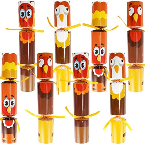 JOYIN 8 PACK Thanksgiving NonSnap Party Favor Turkey Style Thanksgiving Party Games for Fall Holiday No Snap Party Table Favor Set with Joke Dice Gifts Holiday Prizes for Kids Adults