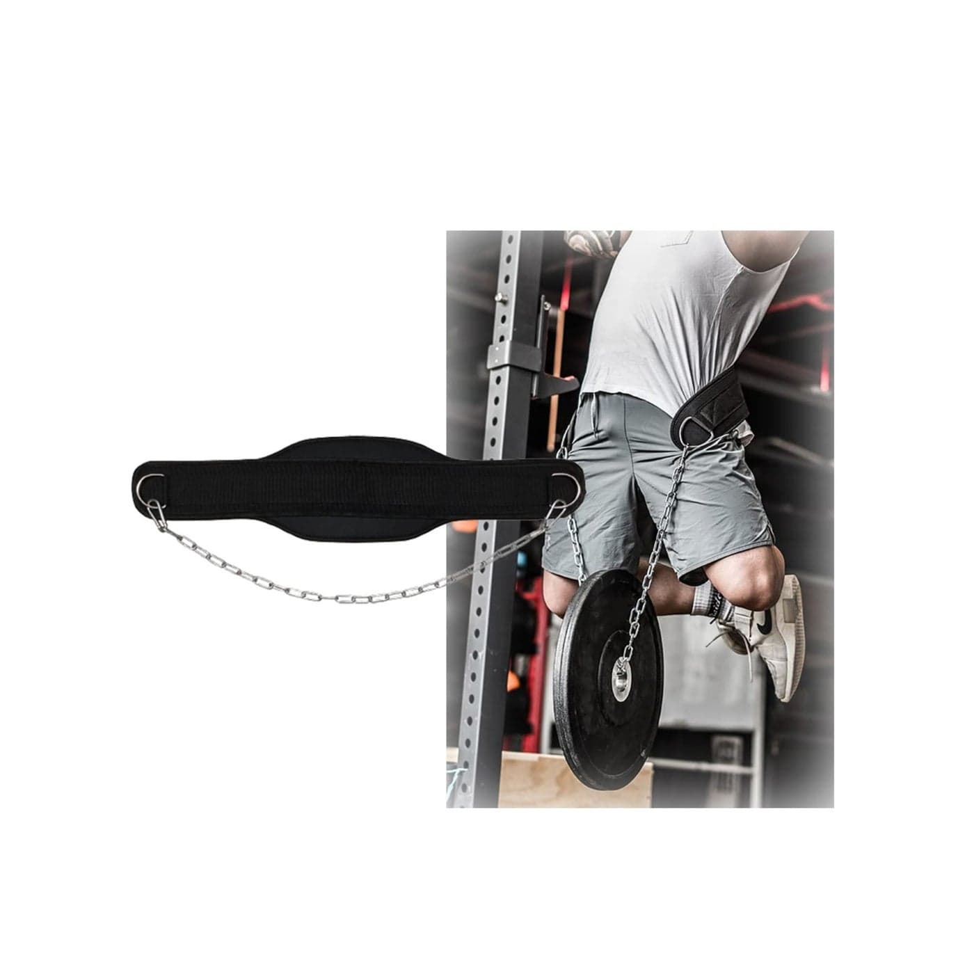 Weight Lifting Belt, Chain Fitness Dip Belt for Weightlifting Neoprene Support Weighted Pull Up Belt With Heavy Duty Steel Chain for Men Added Weight Training, Squat, Deadlift, Bodybuilding