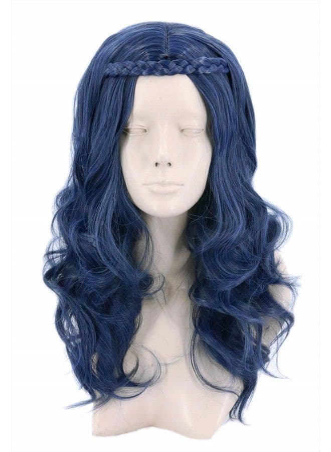 Girls Kids Child Evie Wig Dark Blue Wave Halloween Costume Wigs Cosplay Wig