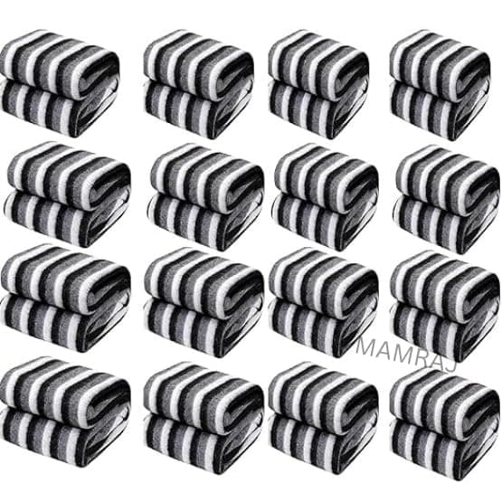 MAMRAJ Stylish Polar Striped Single Bed AC Fleece Wool Blanket - 58x88 Inch (Black and White) Skin Friendly. (Set of 30), 500 TC