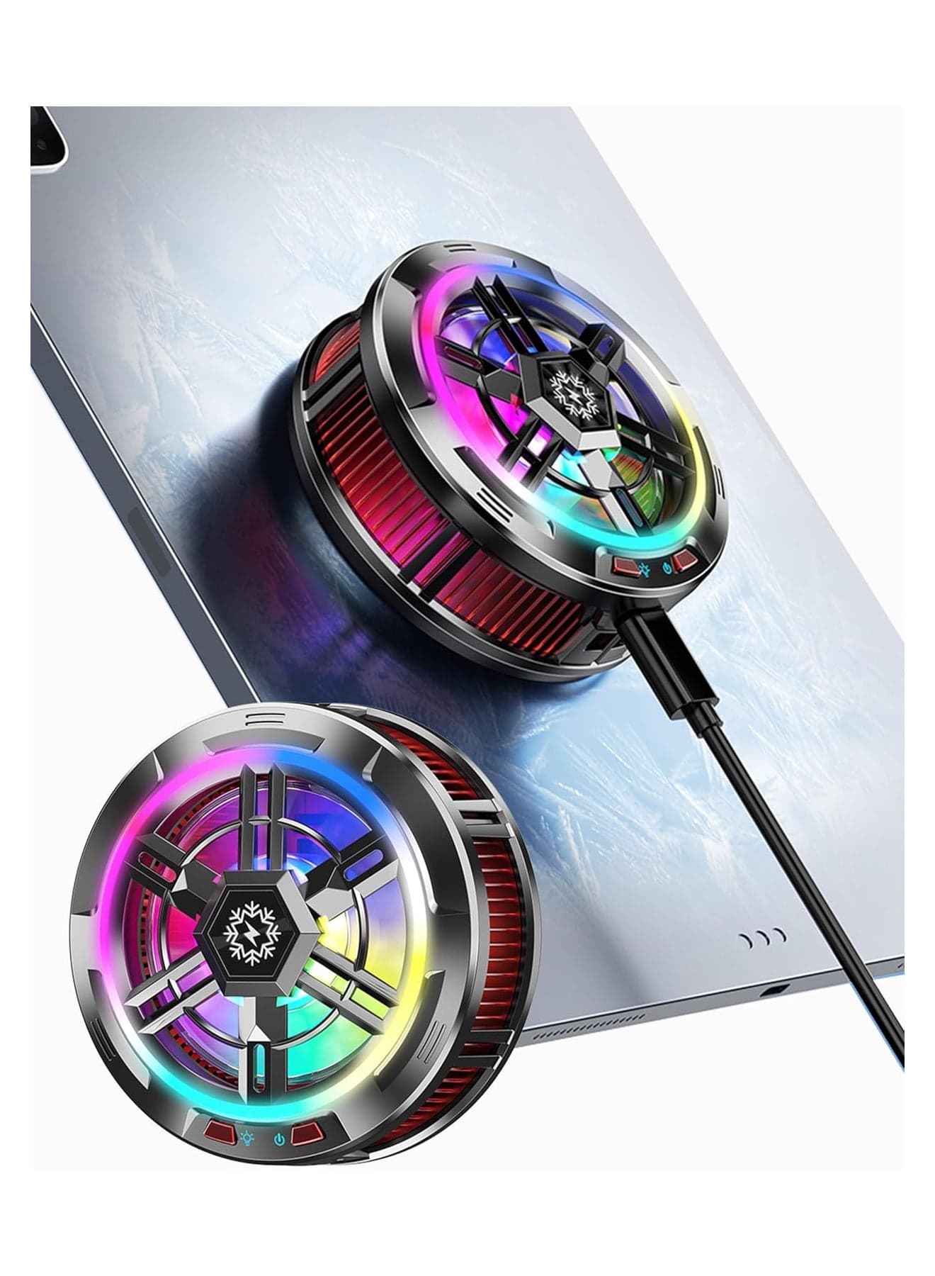 iPad Cooler, Magnetic Tablet Cooler for ipad/Surface pro/Samsung Tab/Steam Deck,Magnetic Phone Cooler,Ipad Cooling Fan with Gaming Light for Mobile Gaming,Ti-k-t-ok Live Streaming (Black)