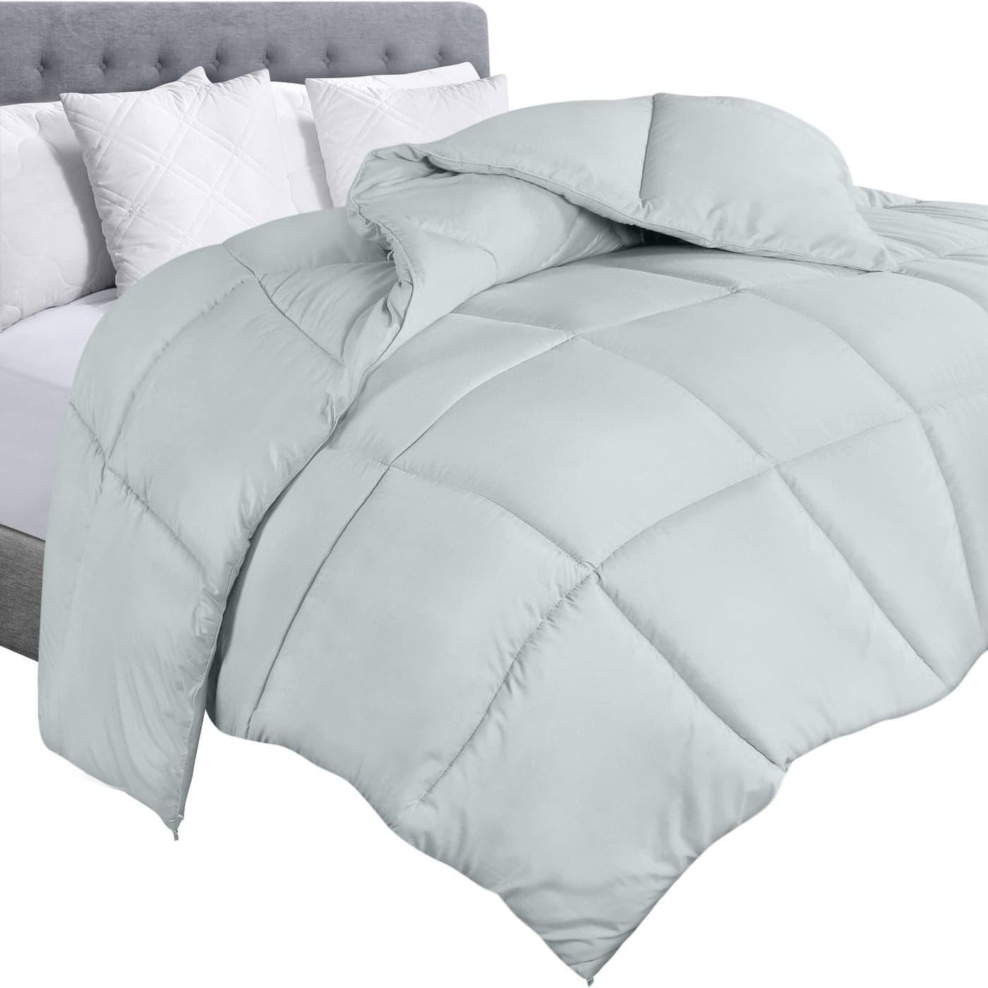 Utopia Bedding Comforter Duvet Insert Quilted Comforter with Corner Tabs Box Stitched Down Alternative Comforters Twin Size Light Grey