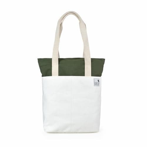 COUNSELOR Canvas Daily Tote Bag for Women, Sustainable Ecofriendly Canvas Tote Bags, Lightweight Womens Tote Bag, Stylish & Sturdy Bag with Zippered Compartment, Fits up to 13 Inch Laptop (Green)