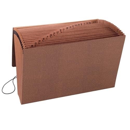 Smead TUFF Expanding File, 21 Pockets, Alphabetic (A-Z), Flap and Cord Closure, Legal Size, Redrope (70320), Pack of 1