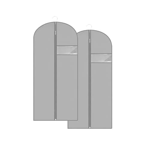 LXLOVESM Garment Bags for Hanging Clothes, 45'' Suit Bag Cover for Storage and Travel, Dress Bags for Gowns Long, 2 Pack (Grey)