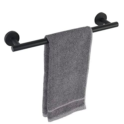 TocTen Bath Towel Bar Thicken SUS304 Stainless Steel Bathroom Towel Holder Towel Rod for Bathroom Heavy Duty Wall Mounted Towel Rack Hanger 16IN Black