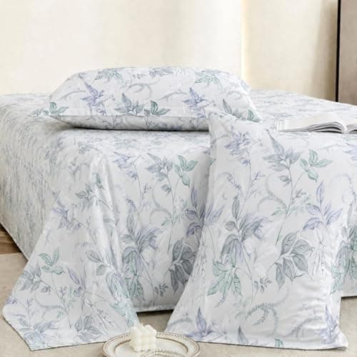Jaipur Weaves Double Bed Cotton Bedsheet Queen Size 90x100, 100% Pure Cotton Bed Sheet with 2 Pillow Covers, 240 TC Soft Breathable Floral Design – (Green Floral, Queen)