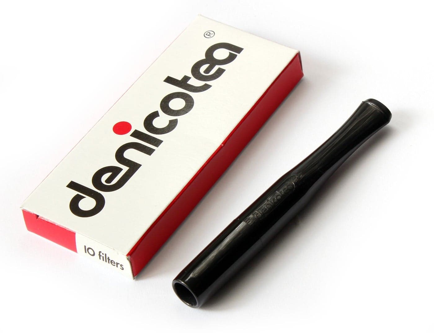 Denicotea Black Cigarette Holder with 10 Extra Filters - Standard 90mm Length