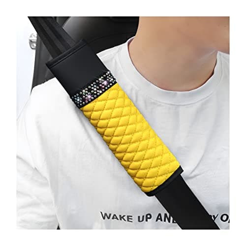 zipelo 2 Pcs Auto Seat Belt Cover Breathable Leather Shoulder Pads Protect Your Neck Harness Pads Strap for a More Comfortable Driving Car Accessories Compatible with Adults Kids Yellow
