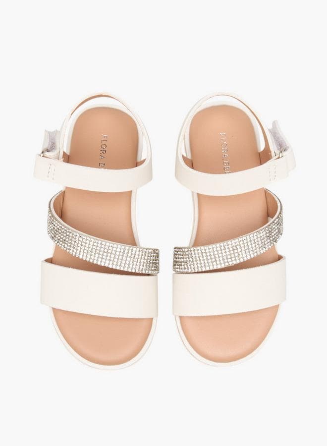 Flora Bella Solid Sandals With Hook And Loop Closure