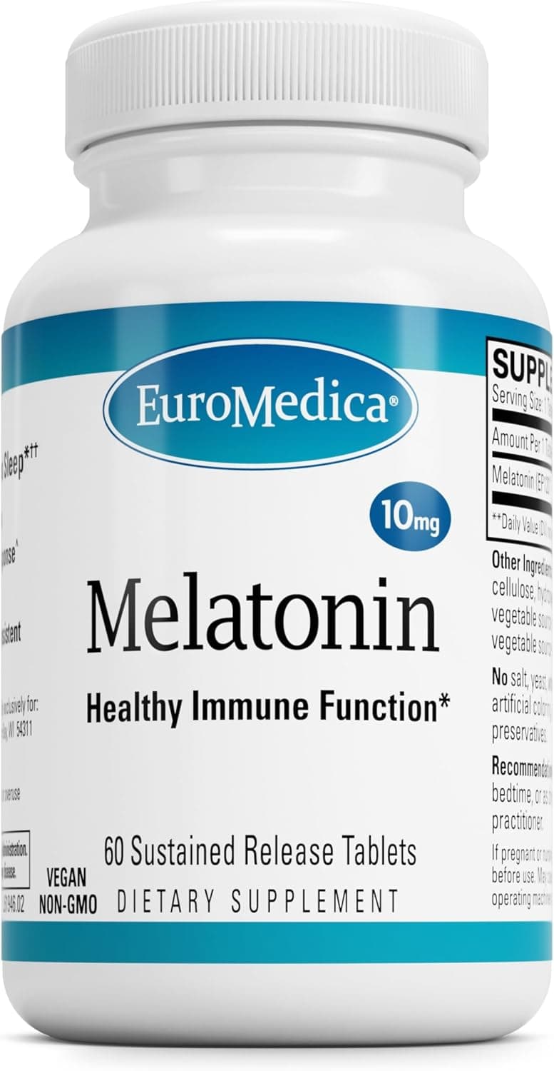 Euromedica Melatonin Sleep Support Supplement with Antioxidants GlutenFree Supplement for Healthy Sleep Dietary Supplement to Aid Healthy Aging Immune Health 60 Sustained Release Tablets