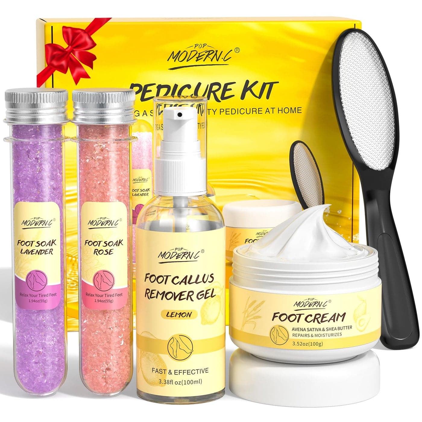 Pedicure Kit For Feet 5pcs Foot Spa Set For Christmas Birthday Valentines Mothers Day Women Wife Girlfriend Gift Rose Lavender Foot Soak Salt Foot Callus Remover Gel Foot Rasp Foot Cream Foot Care