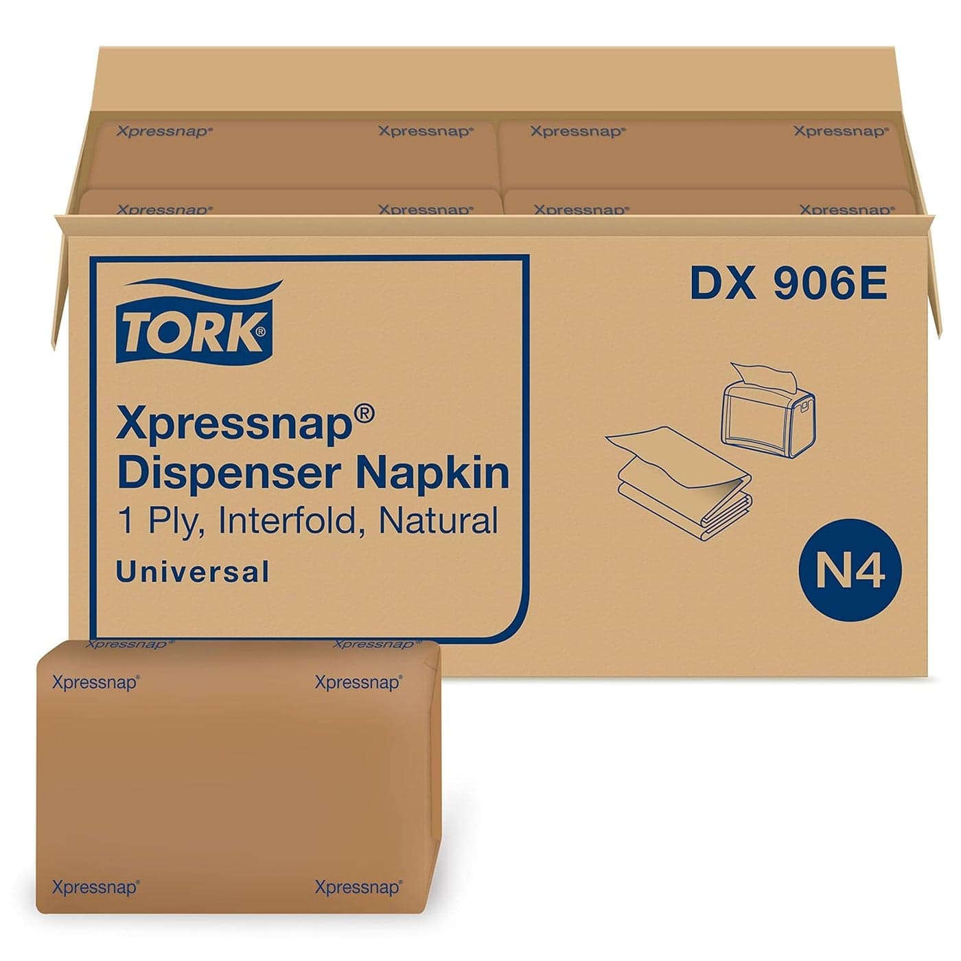 Tork Xpressnap Natural Dispenser Napkin N4 Universal Interfold 1ply 13 x 85 12 x 500 napkins DX906E
