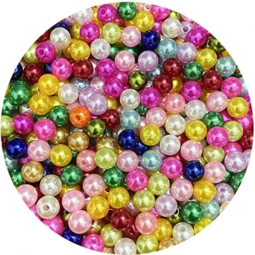 Pearl Beads300 Pcs Craft Beads Loose Pearls 8mm Round Spacer Beads for Earring Bracelet Necklace Key Chains Jewelry DIY Craft MakingDecoration and Vase Filler 8mm Mix Colors