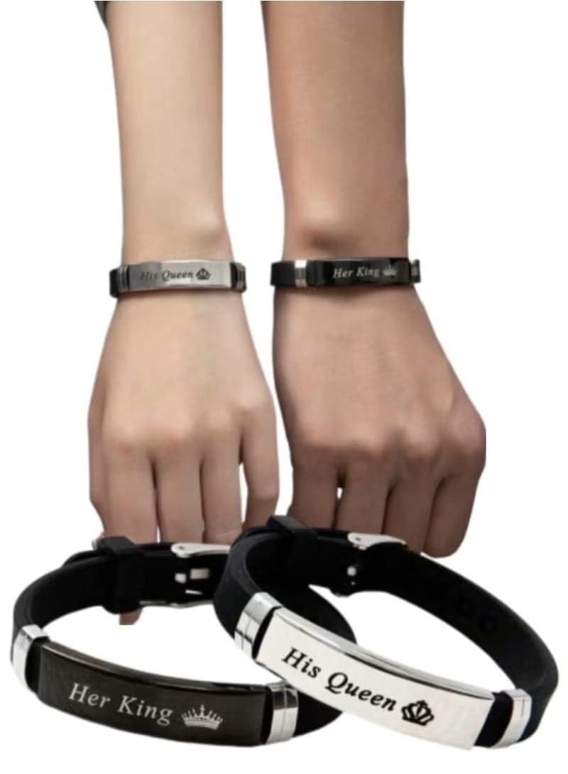 Fashion Bracelet with the Words Couples and Friends Printed, 2 Pieces/Set