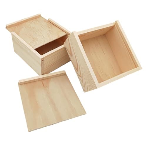 Anktily 2 Pack Unfinished Wood Storage Box with Slide Lid Blank Natural Wood Box Case Container for Jewellery DIY Arts Crafts Hobbies 47x47x24in