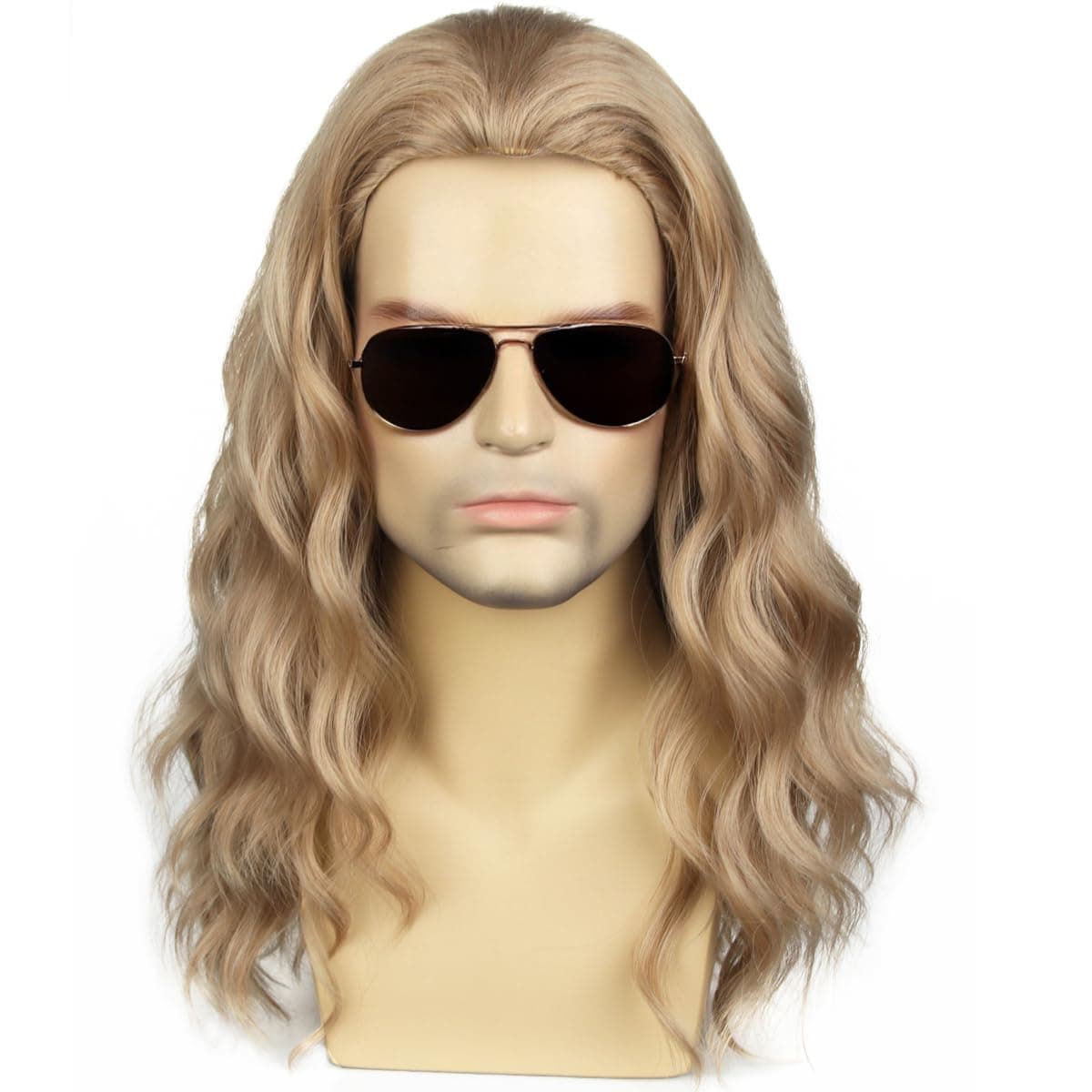 PATTNIUM Blonde Wig Mens Shoulder length Ash Blonde Wig Wavy Dirty Blonde Wigs Male Hair Heat Resistant Synthetic Hair Cosplay Party Costume Daily Wear Wigs Ash Blonde