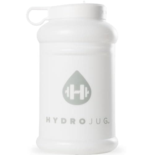 HydroJug Half Gallon Water Bottle 73oz - Refillable, Reusable Jug With Carry Handle - Leakproof Guarantee - Great For On-The-Go Hydration - Dishwasher Safe, BPA Free, White (Pro Jug V2)
