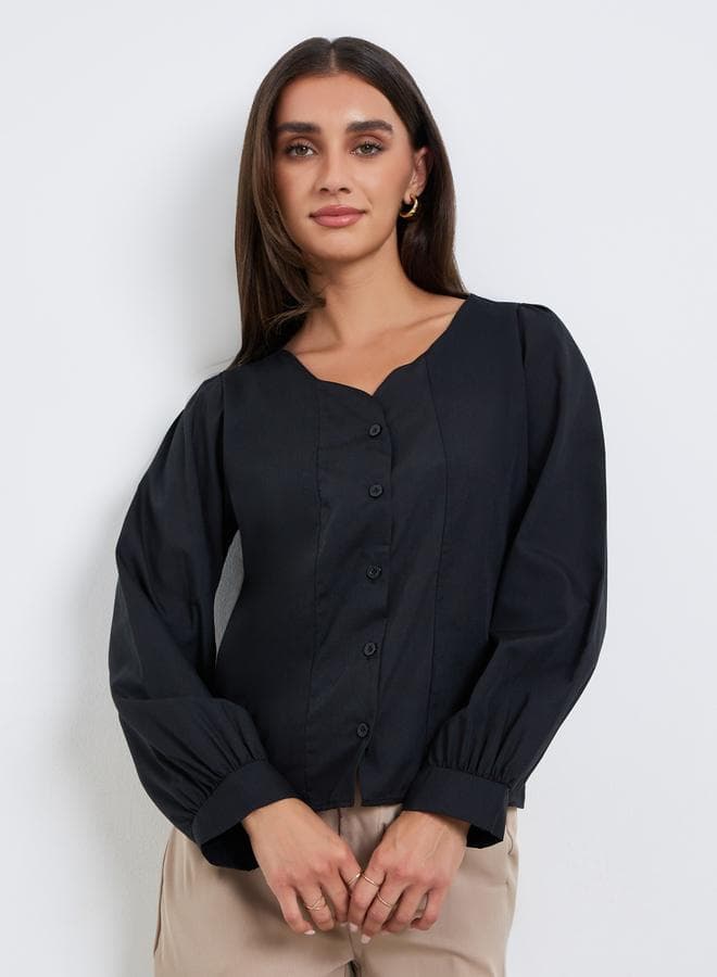 Women Black Long Sleeve Blouse