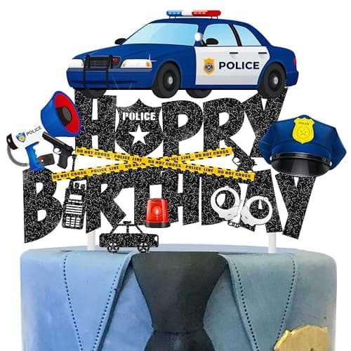Police officer Cake Topper Police Birthday Cake Pick Police Car Birthday Party Decoration Police Party Cake Decor for Police Retirement Baby Shower Supplies
