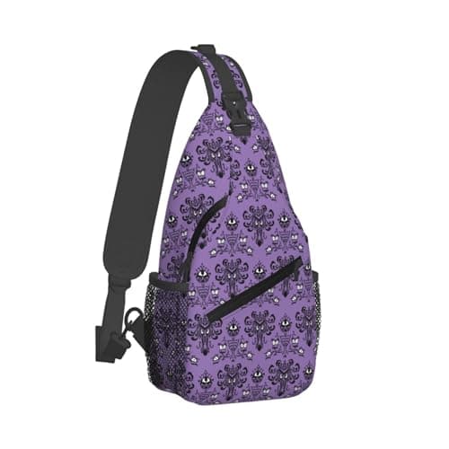 Haunted the Mansion Small Crossbody Backpack Sling Bag for Men Women Mini One Shoulder Chest Bags Gym Sport Travel Hiking Daypack