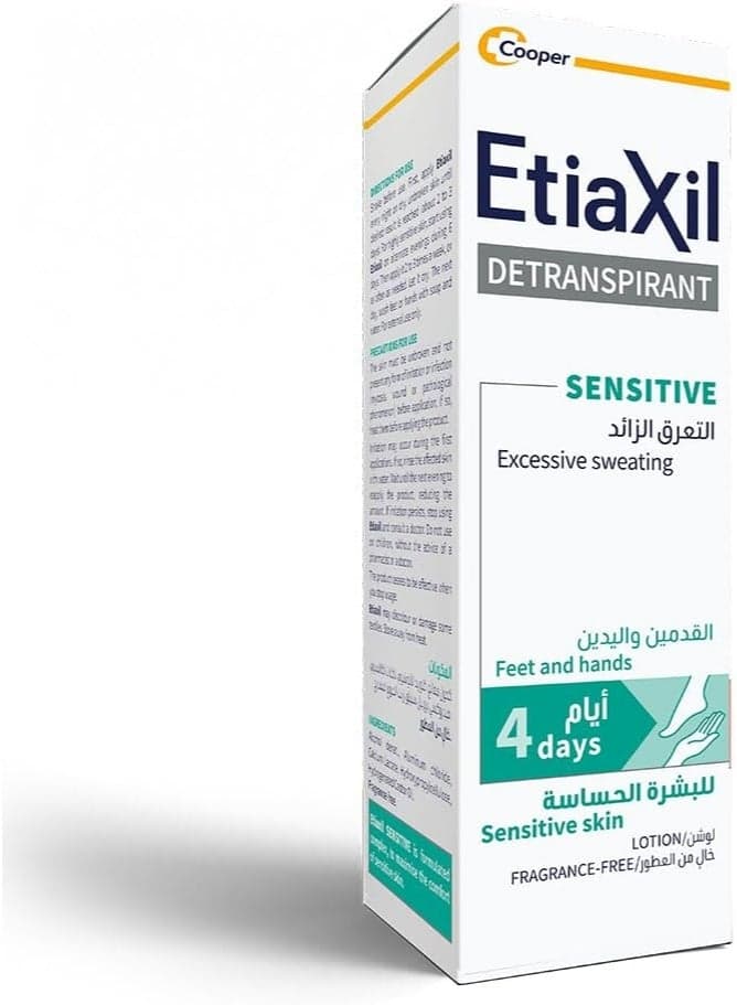 Etiaxil Détranspirant Antiperspirant Deodorant Lotion Excessive Sweat Treatment 4 Day Protection For Hands and feet Formulated for Sensitive Skin Fragrance-Free Dermatologically Tested | 100 ml