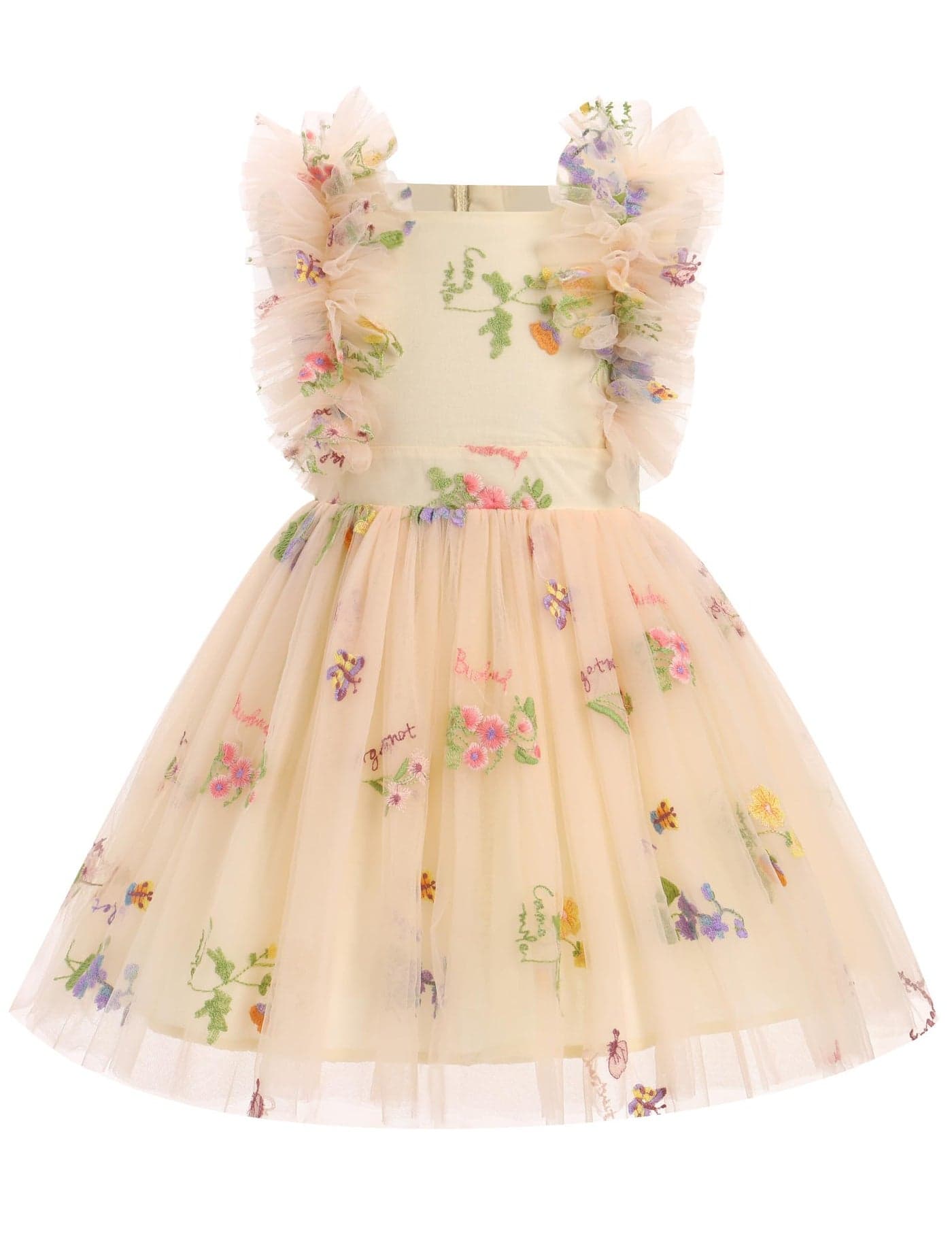 IMEKIS Fairy Dresses for Girls: 1st 2nd Birthday Outfit Cake Smash Toddler Graduation Dress Flower Girl Kids Easter Dress Tea Party Wedding Guest Pageant Tulle Apricot Floral Butterfly 12-18 Months