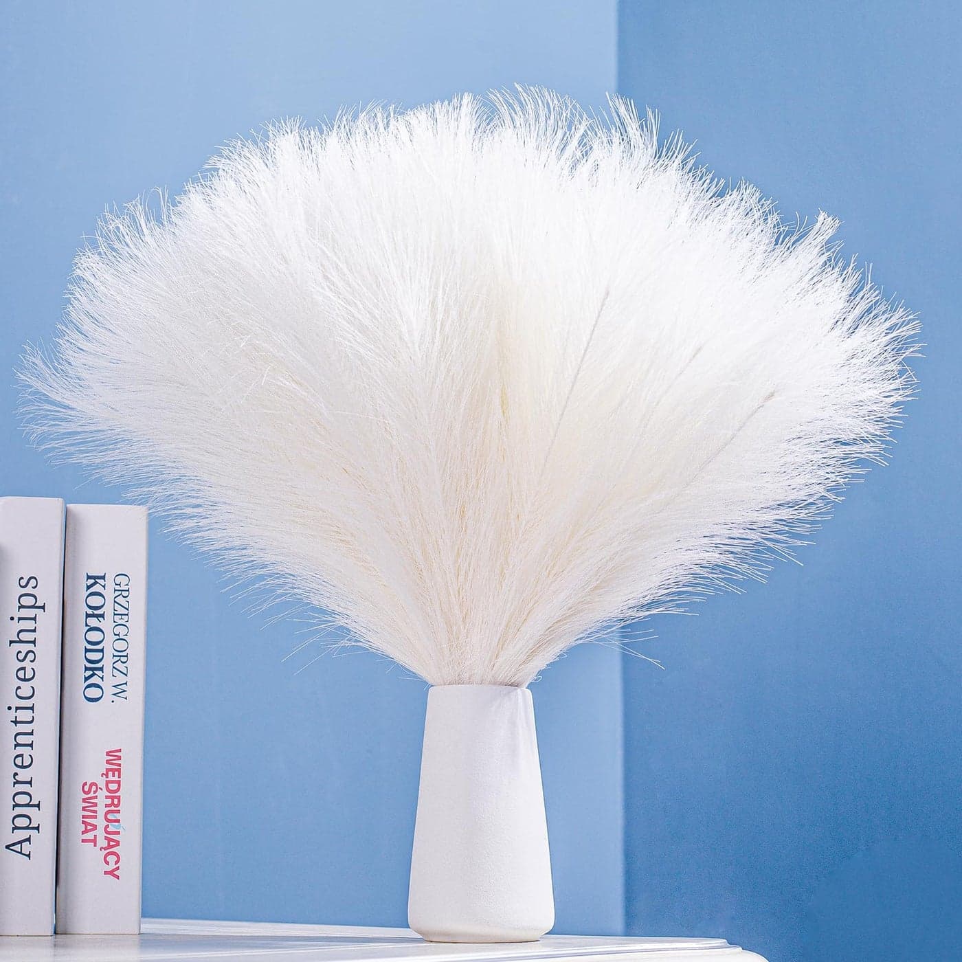 Bnecnet 10 Stems White Pampas Grass Fluffy 177 Faux Pampas Grass Decor Small Fluffy Pompas Floral Arrangement and Vase Filler for Boho Home Wedding Mothers Day Decoration
