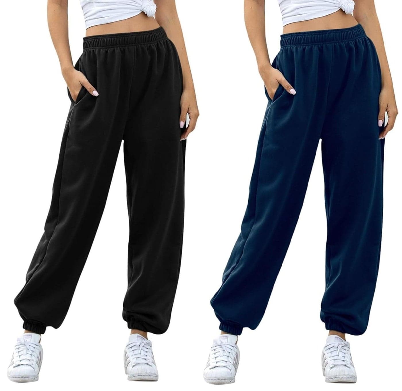 Q - RIOUS Women's Jogger Style Trouser Black Navy