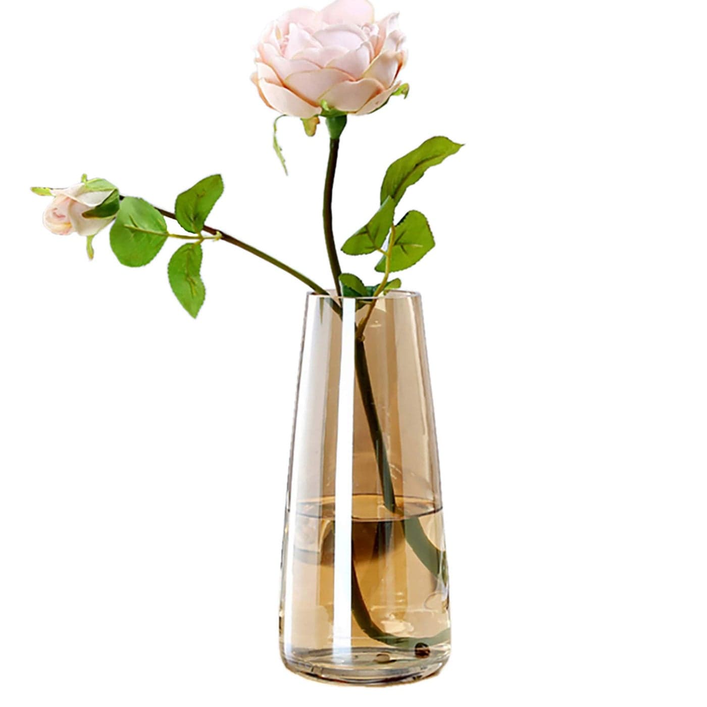 FANTESTICRYAN Modern Glass Vase Irised Crystal Clear Glass Vase for Home Office Decor Crystal Amber