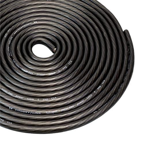 Conext Link 25 ft Black 4 Gauge Amplifier Power Ground Wire 25 Feet 4 GA AWG Amp Cable Roll