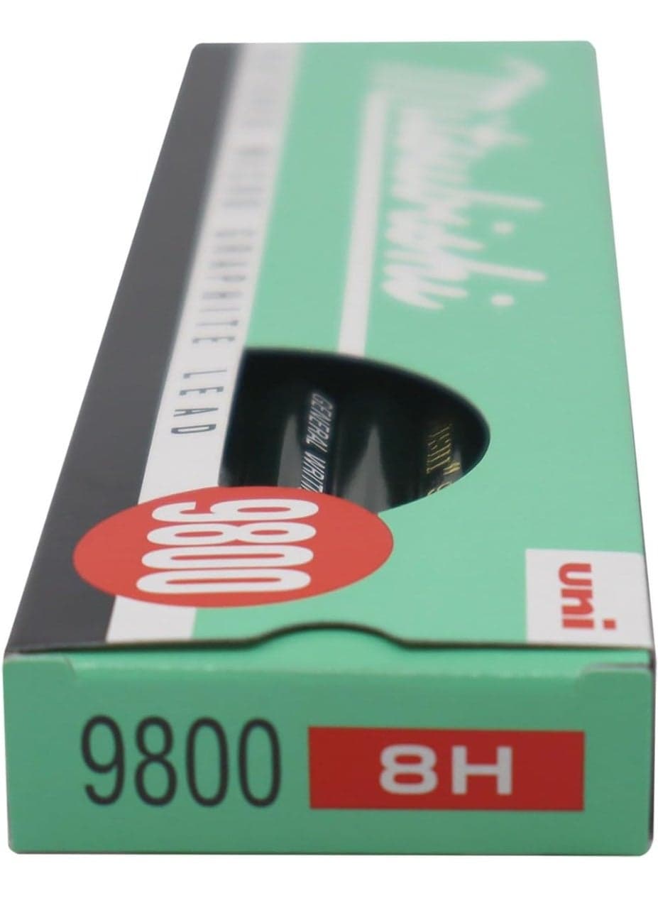 Mitsubishi UNI 9800DX Graphite Pencil 8H, Extra Hard Fine Line Drawing & Technical Drafting Pencils for Precision Work (Pack of 12)