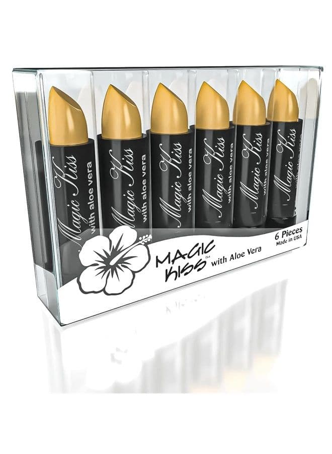 Lipstick Set Aloe Vera Color Changing 6 Pack MADE IN USA (Gold)