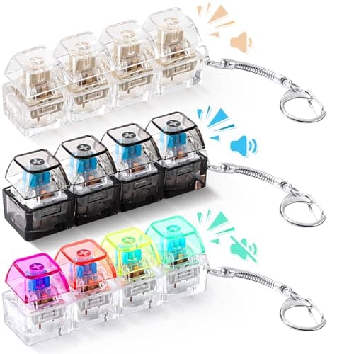 Halloscume 3 Pcs 4in1 Keyboard Fidget Clicker Keychain Clicky Creamy Silent Adults Stress Relief Fidget Clicker Keychain Ideal Gift Boost Focus Calm Anxiety for Work Travel