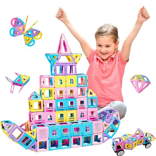 MAGBLOCK Magnetic Building Blocks Set 156Pcs Magnetic Tiles Gifts with Car Letter Card and Ferris Wheel Upgrade Magnet Kids Toys for 3 Year Old Boys Girls STEM Toddler Toys for Inventive Learning