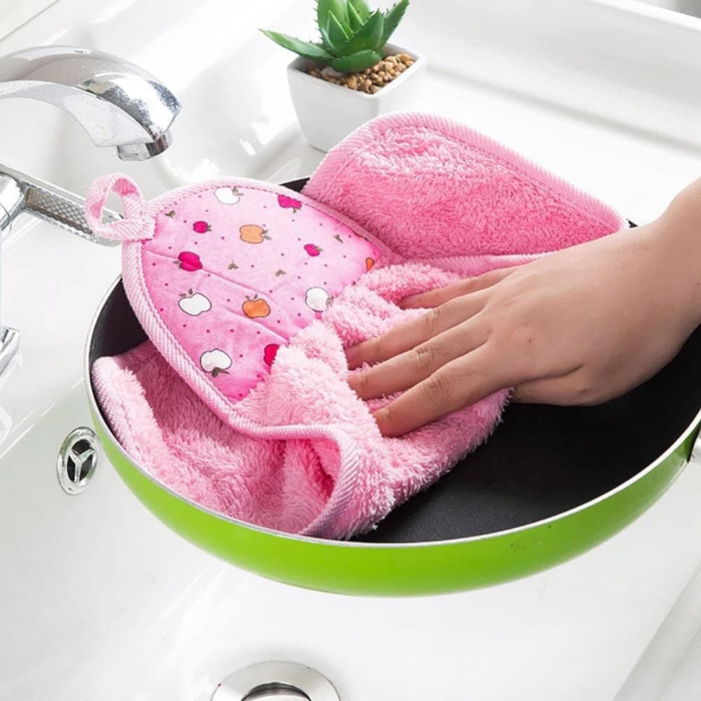 VIP BAGDA Microfiber Kitchen Hand Towels with Ties, 44 x 24 cm, 200 GSM, Multicolour, Pack of 4